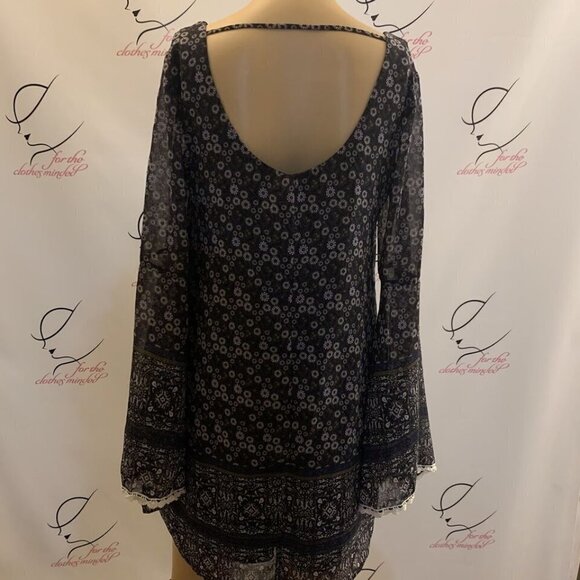 Xhilaration. Size S. Border Print Lined Chiffon Short Dress. Lace Edge. B96. - Picture 5 of 7